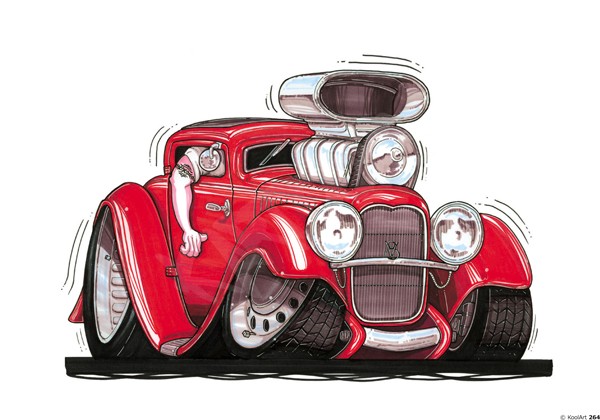 Ford Model B (Deuce Coupe) Red - Kartoons